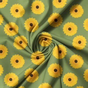 Seamless Sunflower Pattern With Green Background