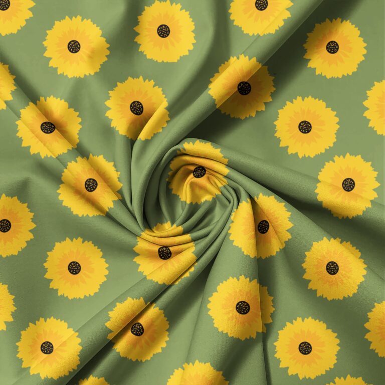 Seamless Sunflower Pattern With Green Background