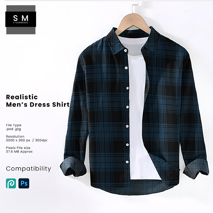 Realistic Men's Dress Shirt PSD Mockup Template