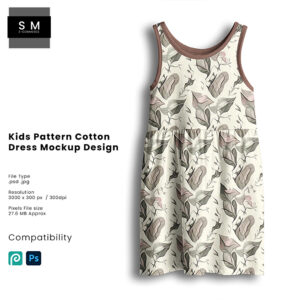 Kids Pattern Cotton Dress Mockup Design